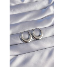 316L Çelik Gümüş Renk Oval Ayna Model Küpe