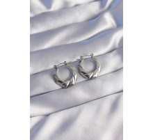 316L Çelik Gümüş Renk Kıvrımlı Görünüm Geometrik Model Küpe