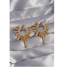 316L Çelik Gold Renk Zirkon Taşlı Güneş Figürlü Küpe