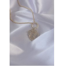 Pirinç Zirkon Taşlı Gold Renk Oval Detaylı Serenay Kolyesi