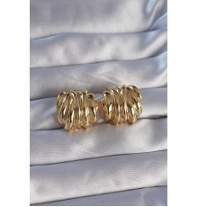 Pirinç Gold Renk Tırtıklı Bombe Model Küpe