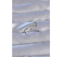 Pirinç Gümüş Renk Zirkon Taşlı İncili Satürn Model Ayarlanabilir Yüzük