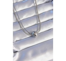 316L Çelik Çift Zincirli Gümüş Renk Topçuk İtalyan Model Kolye