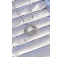 316L Çelik Gümüş Renk Zirkon Taşlı Model Kolye