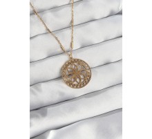 316L Çelik Zincir Gold Renk Lotus Model Kolye