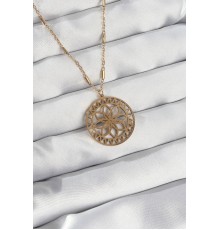 316L Çelik Zincir Gold Renk Lotus Model Kolye