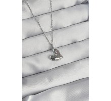 316L Çelik Zincir Gümüş Renk Renkli Zirkon Taşlı Kalp Kolye