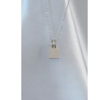 316L Çelik Zincir Gümüş Renk Zirkon Taşlı Aşk Mektubu Kolye