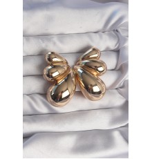 Pirinç Gold Renk İri Bombeli Kelebek Küpe