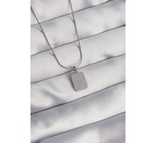 316L Çelik Gümüş Renk Kare Charm Model Kolye
