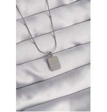316L Çelik Gümüş Renk Kare Charm Model Kolye