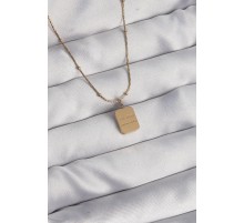316L Çelik Gold Renk Kare Charm Model Kolye