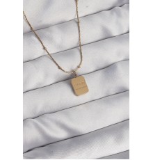 316L Çelik Gold Renk Kare Charm Model Kolye