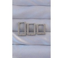 316L Çelik Gümüş Renk Dikdörtgen Küpe Seti