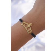 Gold Renk Zirkon Taşlı Taç Figür Makrome Bileklik