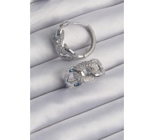 Pirinç Gümüş Renk Zirkon Taşlı Samanyolu Küpe