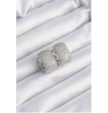 Pirinç Gümüş Renk Zirkon Taşlı Minimal Halka Küpe