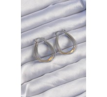 Pirinç Gold Gümüş Renkli Oval Çoklu Görünümlü Küpe