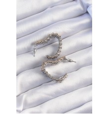 Pirinç Gold Gümüş Renkli Tırtıklı Kalp Küpe