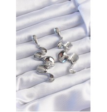 Pirinç Gümüş Renk Kıvrımlı Sallantılı Küpe
