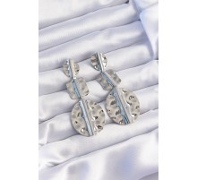 Pirinç Gümüş Renk Geometrik Ezme Plaka Küpe