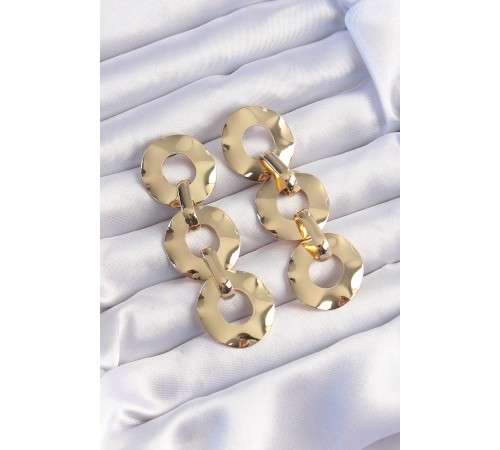 Pirinç Gold Renk Oval Ayna Model Sallantılı Küpe Pirinç Gold Renk Oval Ayna Model Sallantılı Küpe