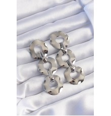 Pirinç Gümüş Renk Oval Ayna Model Sallantılı Küpe