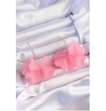 Pirinç Pembe Renkli Flora Küpe