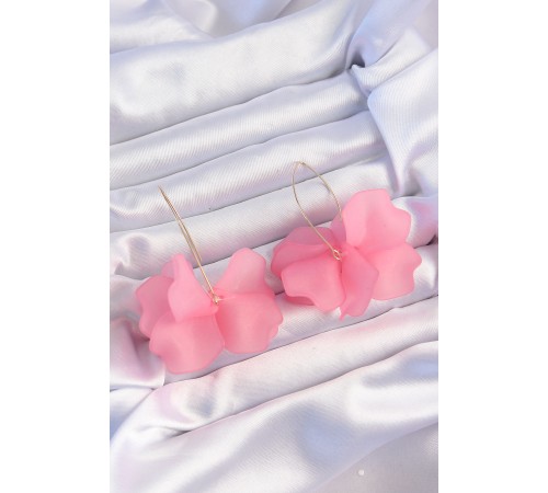 Pirinç Pembe Renkli Flora Küpe Pirinç Pembe Renkli Flora Küpe
