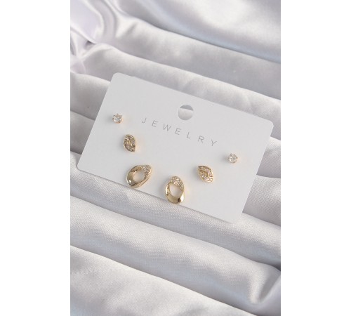 Pirinç Gold Renk Zirkon Taşlı Yaprak Model Küpe Seti Pirinç Gold Renk Zirkon Taşlı Yaprak Model Küpe Seti