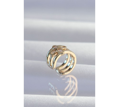 Pirinç Gold Renk Yonca Earcuff Küpe