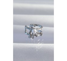 Pirinç Gümüş Renk İncili Ahtapot Earcuff Küpe