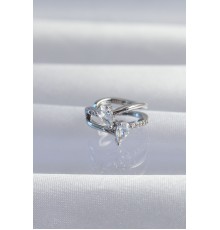 Pirinç Gümüş Renk Zirkon Taşlı Damla Earcuff Küpe