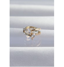 Pirinç Gold Renk Zirkon Taşlı Damla Earcuff Küpe