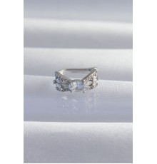 Pirinç Gümüş Renk Zirkon Taş Kaplama Earcuff Küpe