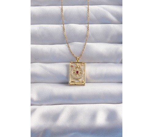 316L Çelik Zincir Gold Renk Pembe Zirkon Taşlı Tarot Kolye 316L Çelik Zincir Gold Renk Pembe Zirkon Taşlı Tarot Kolye