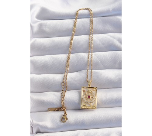 316L Çelik Zincir Gold Renk Pembe Zirkon Taşlı Tarot Kolye 316L Çelik Zincir Gold Renk Pembe Zirkon Taşlı Tarot Kolye