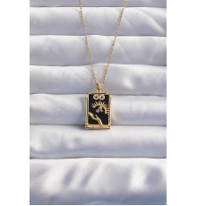 316L Çelik Zincir Gold Renk Sonsuzluk Detay Zirkon Taşlı Tarot Kolye
