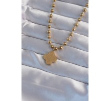 316L Çelik Top Zincirli Gold Renk İşlemeli Yonca Model Kolye