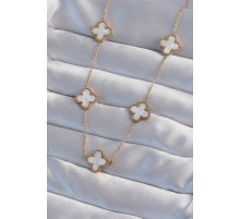 316L Çelik Gold Renk Beyaz Sedefli Yonca Kolye