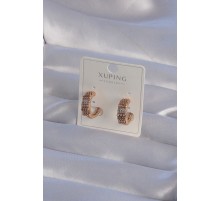 XUPİNG Rose Renk Zirkon Taşlı İşlemeli Halka Küpe