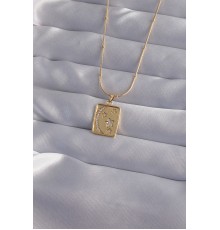 316L Çelik Zincir Gold Renk Zirkon Taşlı Ay Yıldız Figürlü Tarot Kolye