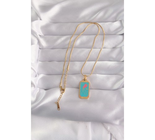 316L Çelik Gold Renk Mavi Mineli Tarot Kolye 316L Çelik Gold Renk Mavi Mineli Tarot Kolye