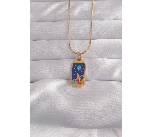 316L Çelik Gold Renk Mavi Mineli Kız Figür Tarot Kolye 316L Çelik Gold Renk Mavi Mineli Kız Figür Tarot Kolye