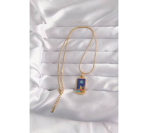 316L Çelik Gold Renk Mavi Mineli Kız Figür Tarot Kolye 316L Çelik Gold Renk Mavi Mineli Kız Figür Tarot Kolye