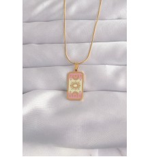 316L Çelik Gold Renk Karışık Mineli Ay Figür Tarot Kolye