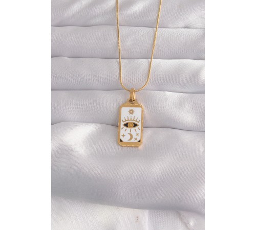 316L Çelik Gold Renk Beyaz Mineli Göz Figür Tarot Kolye 316L Çelik Gold Renk Beyaz Mineli Göz Figür Tarot Kolye
