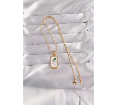 316L Çelik Gold Renk Beyaz Mineli Tarot Kolye 316L Çelik Gold Renk Beyaz Mineli Tarot Kolye