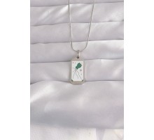 316L Çelik Gümüş Renk Beyaz Mineli Tarot Kolye