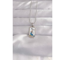 316L Çelik Gümüş Renk Beyaz Mineli Kız Figür Tarot Kolye
